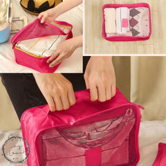 Set of 3 Pink Mesh Travel Packing Organizer Bags for Luggage