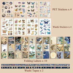 Butterfly & Mushroom Scrapbook Gift Kit – Notebook, Stickers, Papers, Washi