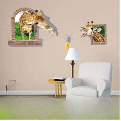 3D Giraffe Brick Arch Window Wall Sticker Decal Home Decor
