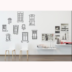 Creative Hand Drawn Window Frames Wall Sticker Art Decal
