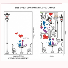 Charming Street Lamp Cute Cats Love You Wall Decal Sticker