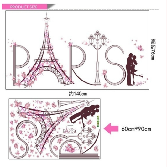 Paris Eiffel Tower Romantic Butterfly Wall Sticker Decal Vinyl Art
