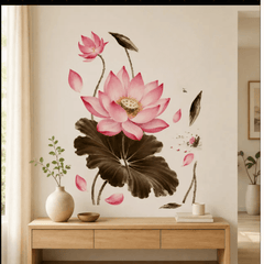 Elegant Lotus Rhythms Watercolor Wall Decal Art Sticker Decor