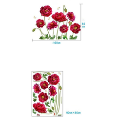 Red Peony Flower and Butterflies Wall Sticker