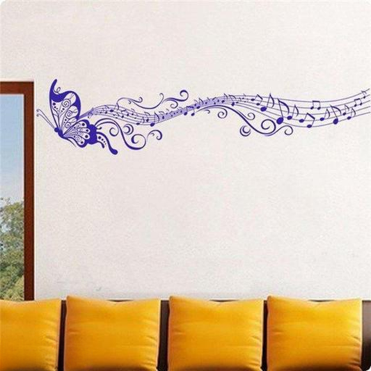 Purple Butterfly with Musical Notes Wall Sticker Decal