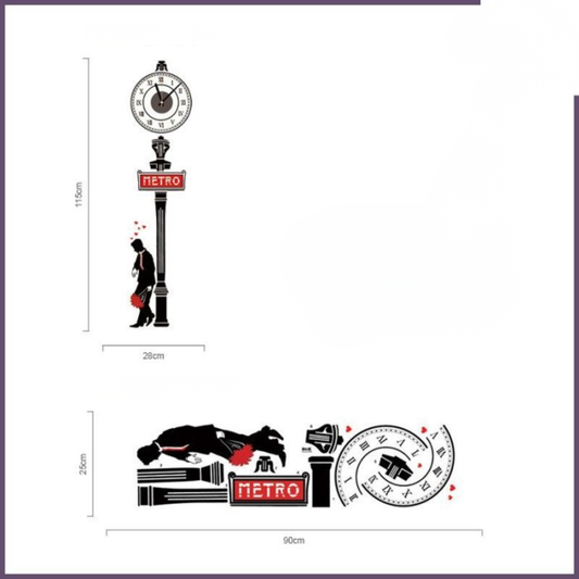 Vintage Metro Street Lamp Roman Numeral Clock Wall Sticker