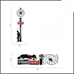 Vintage Metro Street Lamp Roman Numeral Clock Wall Sticker