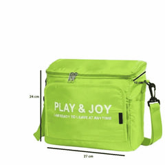 Green Play & Joy Slogan Print Casual Travel Shoulder Bag