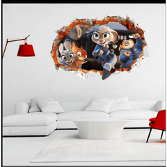 Zootopia 3D Broken Wall Effect Removable Vinyl Sticker Decal