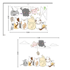 Lovely Cartoon Cute Kittens Wall Sticker, Creative PVC Wallpaper Sticker For Kid's Bed Room.
