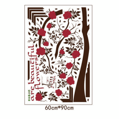 Red Rose Flower Tree Branch Quote DIY Wall Sticker Decal