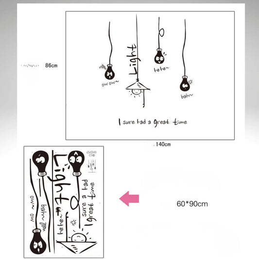 Funny cartoon light bulbs quotes wall sticker removable vinyl art