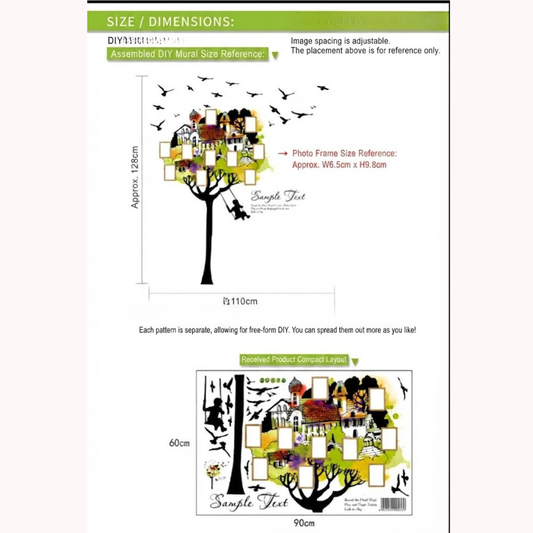 Creative Family Tree Wall Sticker With Photo Frames And Birds