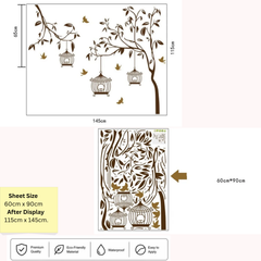 Elegant Tree Branch Bird Cage Wall Sticker for Stylish Home Decor