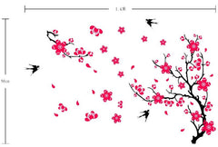 AY-818 Blossom Red Branches And Birds Wall Stickers Living Room TV Sofa Background mural Wall Paper PVC Removeable Wall Decor