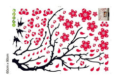 AY-818 Blossom Red Branches And Birds Wall Stickers Living Room TV Sofa Background mural Wall Paper PVC Removeable Wall Decor