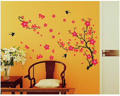 AY-818 Blossom Red Branches And Birds Wall Stickers Living Room TV Sofa Background mural Wall Paper PVC Removeable Wall Decor