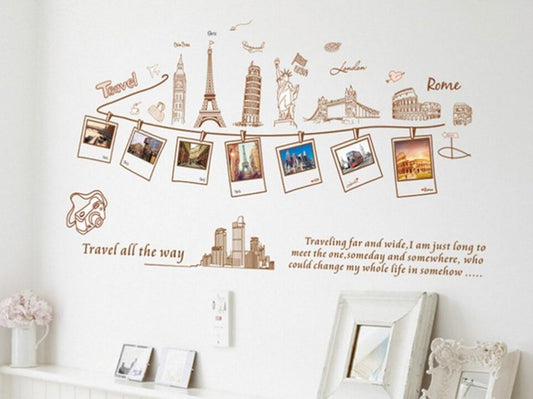 Large Size Wall Decal Creative Combination World Travel Wall Stickers For Home Decoration Wall Paper