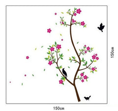 AY-9033 Removable Flowers Pink Peach Home Decoration Wall Stickers  PVC Floral Birds  Wall Paper