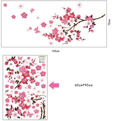 Pink Floral Wall Paper AY-9053 Romantic Sakura Flowers Wall Stickers Home Decorations Living Bedroom Office DIY Decals TV Background Mural Art.