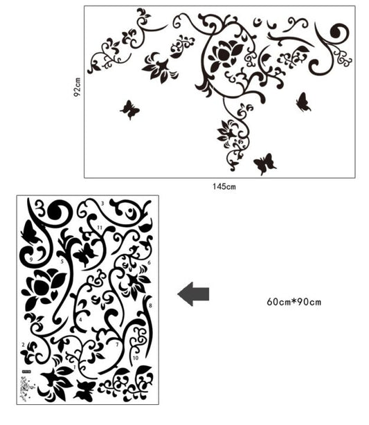 Black Wall Sticker AY-9106 Butterfly Vinyl Wall Art Paper PVC Removeable Wall Decor