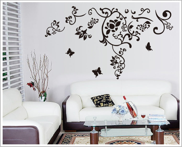 Black Wall Sticker AY-9106 Butterfly Vinyl Wall Art Paper PVC Removeable Wall Decor
