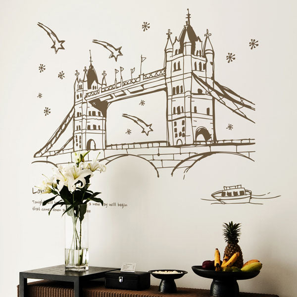 London Bridge Wall Sticker, Creative PVC Wall Paper Sticker For  Bedroom, Living Room, Drawing Room  Wall Art Decal