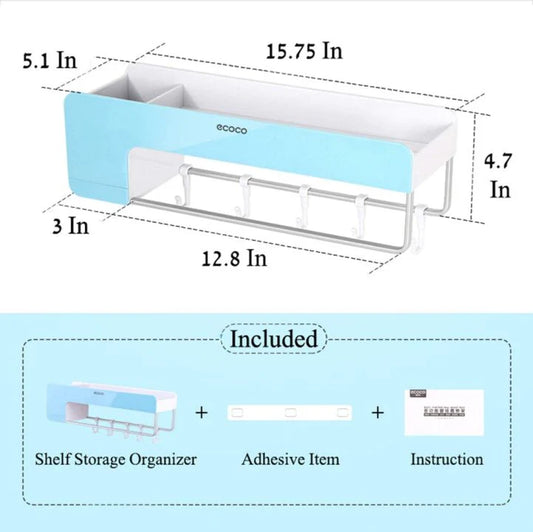 Multifunctional Wall Mounted Storage Shelf With Phone Holder And Hooks