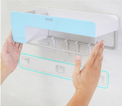 Racks Bathroom Shelf Storage Organizer With Towel Bar & Hooks.