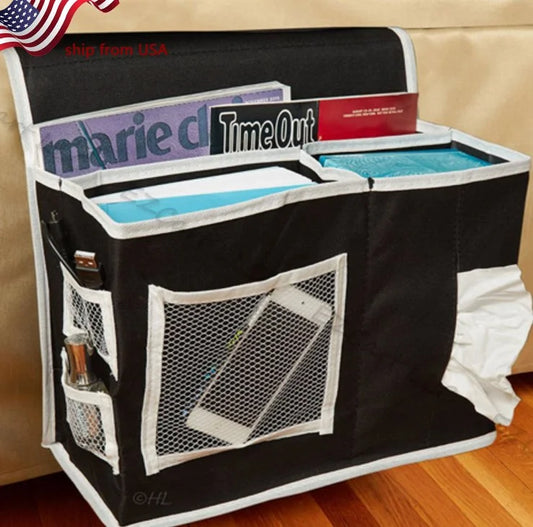Bedside Storage Organizer Bag – 6 Pockets for Books, Remotes & More.