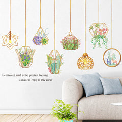 Hanging Baskets Of Plants Theme Wallpaper Sticker, Creative PVC Wall Sticker For Home Decoration, House Decor..