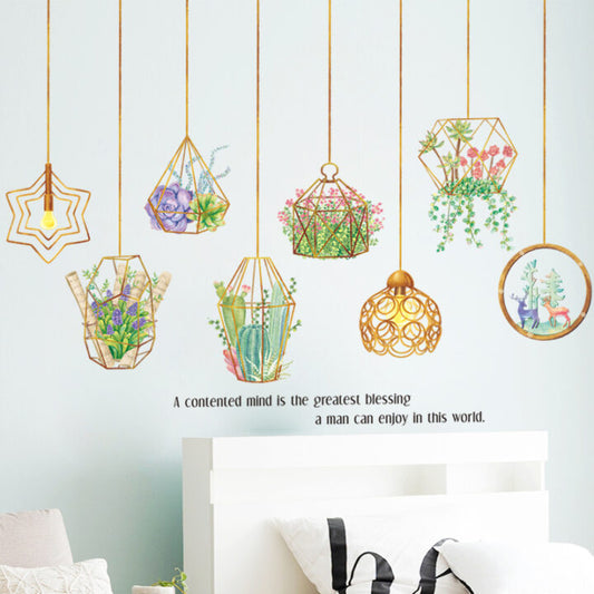 Hanging Baskets Of Plants Theme Wallpaper Sticker, Creative PVC Wall Sticker For Home Decoration, House Decor..