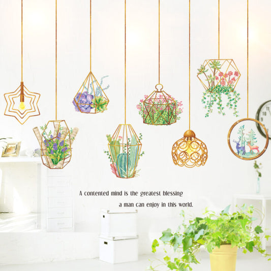 Hanging Baskets Of Plants Theme Wallpaper Sticker, Creative PVC Wall Sticker For Home Decoration, House Decor..