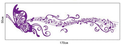 CC6913 LP DIY Modern Design Stave Music Purple Butterfly Vinyl Wall Sticker.