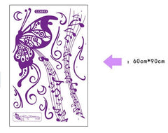 CC6913 LP DIY Modern Design Stave Music Purple Butterfly Vinyl Wall Sticker.