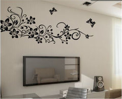 JAAMSO ROYALS AY954 Vinyl Nature Wall Sticker Black Floral Wall Paper Flower PVC Wall Decor