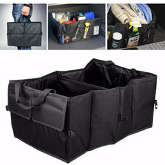 Foldable Car Trunk Organizer Heavy-Duty 600D Oxford Fabric, Multi-Compartment Storage with Non-Slip Bottom & Reinforced Handles.