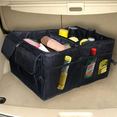 Foldable Car Trunk Organizer Heavy-Duty 600D Oxford Fabric, Multi-Compartment Storage with Non-Slip Bottom & Reinforced Handles.
