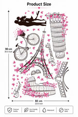 Romantic Travel Paris Eiffel Tower and Landmarks Wall Decal Sticker
