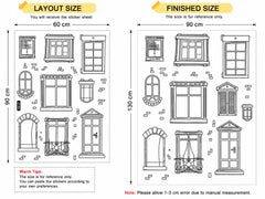 Abstract Doors Windows and Cupboard Wall Sticker JM7071 PVC Wall Paper Removeable Wall Art Decor