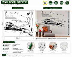 Vintage Steam Train And Flying Birds Wall Art Sticker Decal