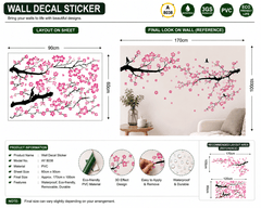 Pink Cherry Blossom Tree Branch Wall Sticker Decal