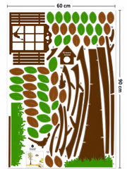Large Tree Wall Decal with Birds, Swing, Birdhouse, Leaves Decor