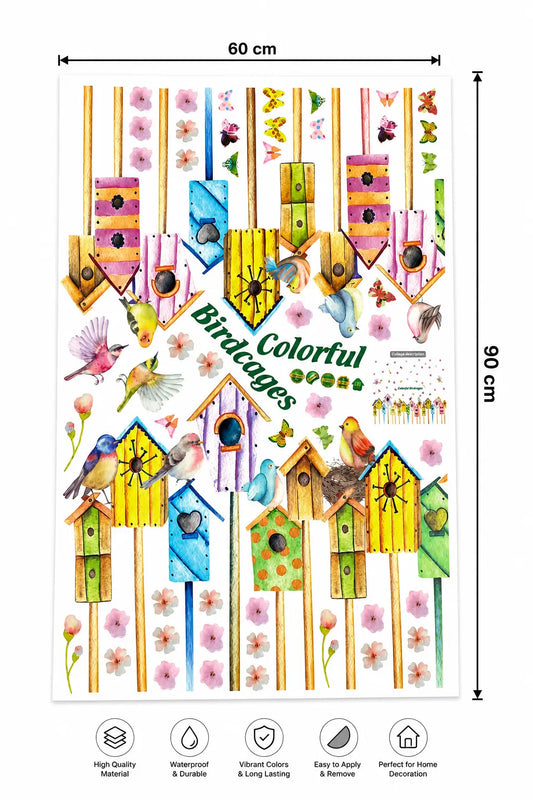 Colorful Birdcages Wall Sticker SK-9183 Butterflies Wall Paper PVC Removeable Wall Decor