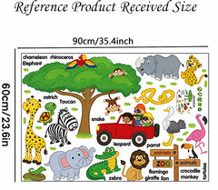 Jungle Safari Animal Wall Stickers for Kids’ Rooms – Removable Nursery Decals