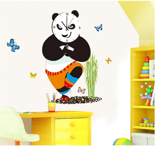 Modern Wall Clock Design Kungfu Panda Sticker Clock For Home Decoration.