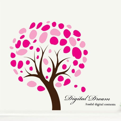 Pink Commemorative Tree Wall Sticker DM69-0025 Floral Wall Paper PVC Removeable Wall Art Decor