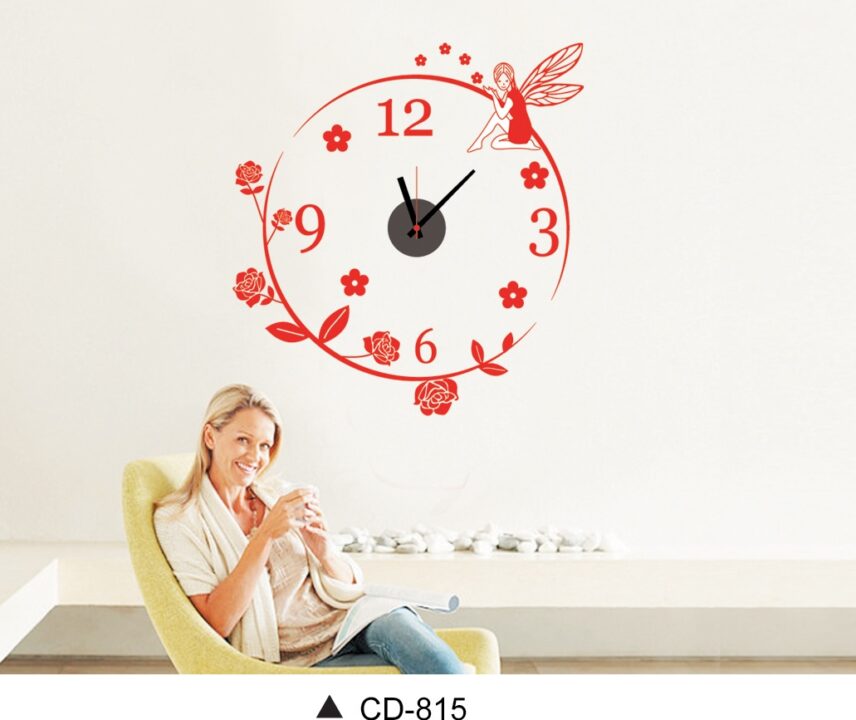 Flower Clock Wall Sticker Beautiful Roses Design Clock For Home.