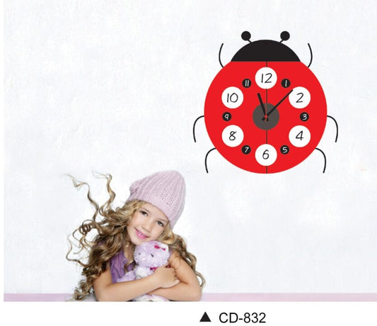 Insect Theme Wall Clock Cute Beetle Clock Wall Sticker For Home.