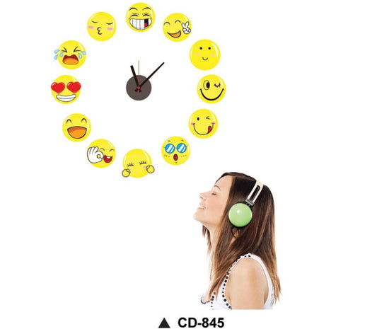 Emoji Wall Clock New Design Cute Clock Wall Sticker For Home.